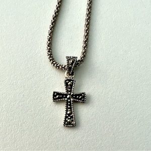 Vintage-style Marcasite Sterling Silver Cross Pendant